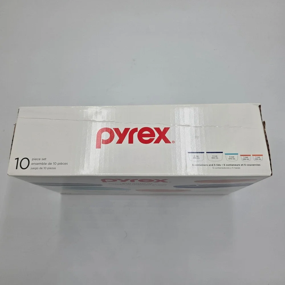 Pyrex 10 Piece Glass Food Storage Set Round Containers with Lids Multi Color